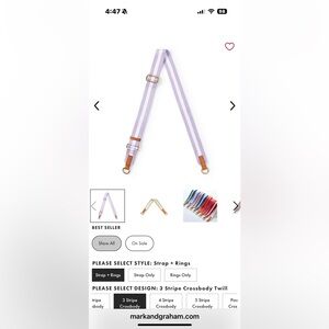 Mark & Graham Purple and White Twill Strap with Brown Leather & Gold Rings